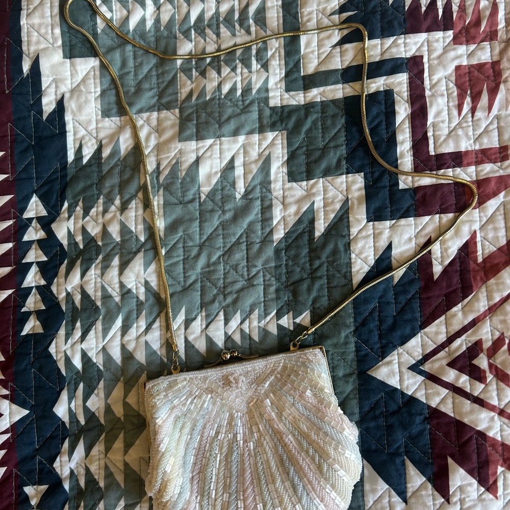 Elegant White Beaded Mermaid Inspired Clutch